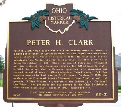 Peter H. Clark Marker (Side B) image. Click for full size.