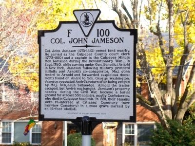 Col. John Jameson Marker. Click for full size. Col. John Jameson Marker image. Click for full size.