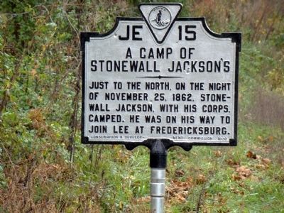 A Camp of Stonewall Jackson’s Marker. Click for full size. A Camp of Stonewall Jackson’s Marker image. Click for full size.
