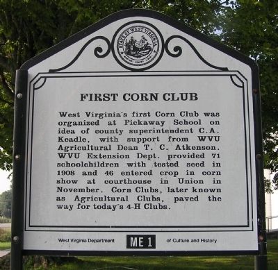 First Corn Club Marker. Click for full size. First Corn Club Marker image. Click for full size.
