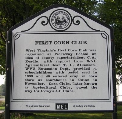 First Corn Club Marker image. Click for full size.