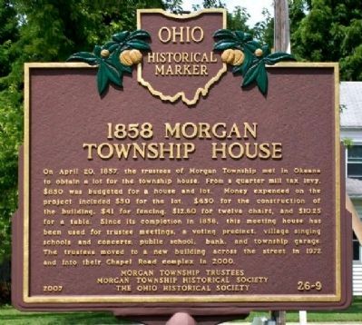 1858 Morgan Township House Marker (Side A) image. Click for full size.