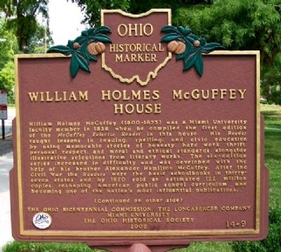 William Holmes McGuffey House Marker (Side A) image. Click for full size.