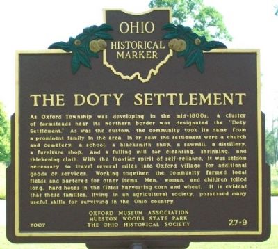 The Doty Settlement Marker (Side A). Click for full size. The Doty Settlement Marker (Side A) image. Click for full size.