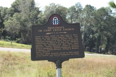 Providence Or Camp Creek Church Marker. Click for full size. Providence Or Camp Creek Church Marker image. Click for full size.