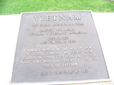 Bristol Township Vietnam Veterans Memorial Marker image. Click for full size.