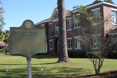 Brantley County Marker and Courthouse image. Click for full size.