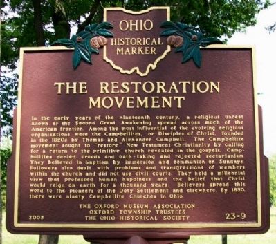 The Restoration Movement Marker (Side A) image. Click for full size.