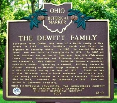 The DeWitt Family Marker (Side A) image. Click for full size.
