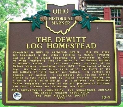 The DeWitt Log Homestead Marker (Side B) image. Click for full size.