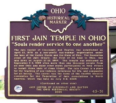First Jain Temple in Ohio Marker (Side A) image. Click for full size.