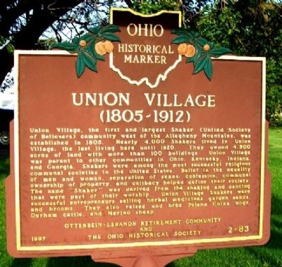 Union Village Marker (Side A). Click for full size. Union Village Marker (Side A) image. Click for full size.