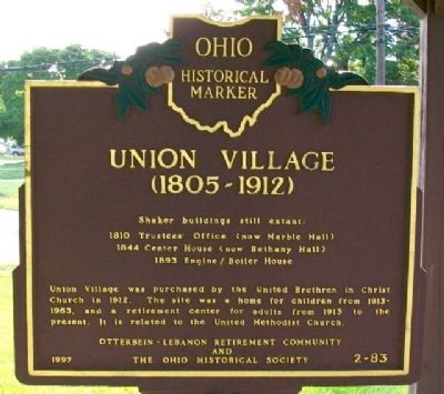 Union Village Marker (Side B). Click for full size. Union Village Marker (Side B) image. Click for full size.