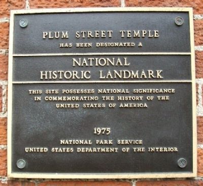 Plum Street Temple National Historic Landmark Marker image. Click for full size.