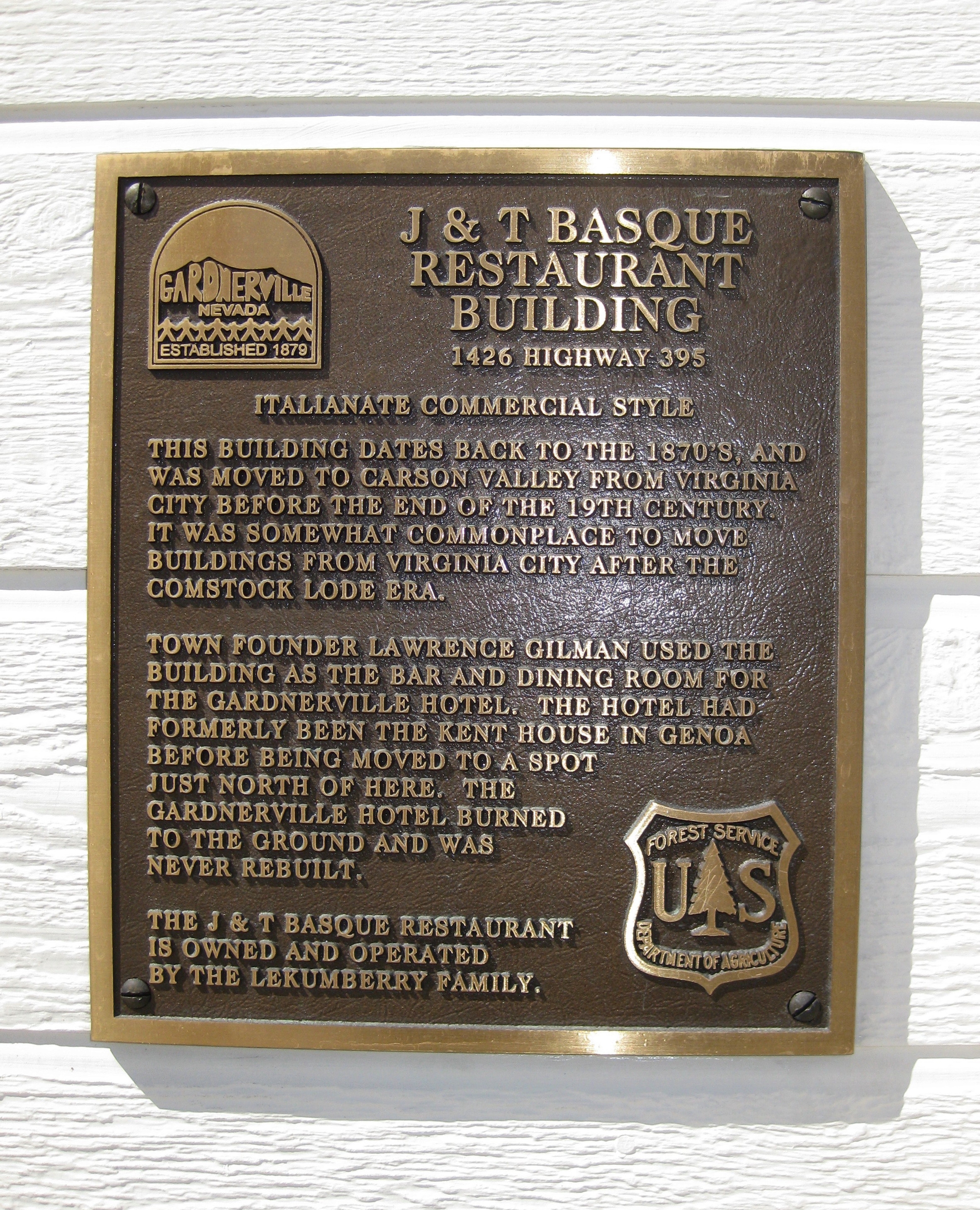 J & T Basque Restaurant Building Marker