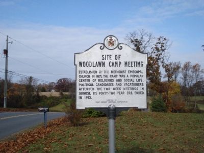 Site of Woodlawn Camp Meeting Marker. Click for full size. Site of Woodlawn Camp Meeting Marker image. Click for full size.