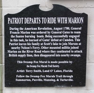 Patriot Departs to Ride with Marion Marker. Click for full size. Patriot Departs to Ride with Marion Marker image. Click for full size.
