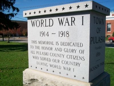 World War I Memorial Marker. Click for full size. World War I Memorial Marker image. Click for full size.