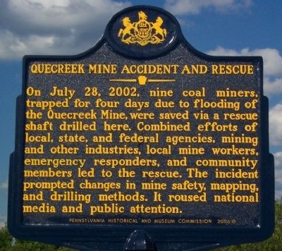 Quecreek Mine Accident and Rescue Marker image. Click for full size.