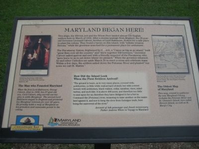 Maryland Began Here! Marker image. Click for full size.