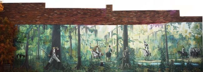 Swamp Fox at Ox Swamp Marker, far lower left, and Mural image. Click for full size.