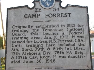 Camp Forrest Marker image. Click for full size.