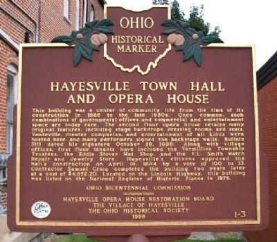Hayesville Town Hall and Opera House Marker image. Click for full size.