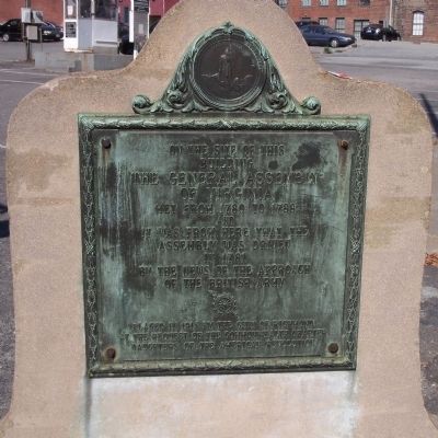 The General Assembly of Virginia Marker (original location). Click for full size. The General Assembly of Virginia Marker (original location) image. Click for full size.