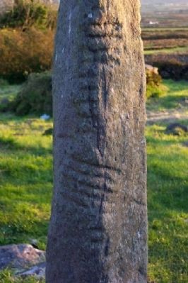 Kilmalkedar Church Ogham Stone Markings image. Click for full size.