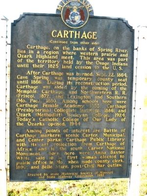 Reverse of Carthage Marker image. Click for full size.