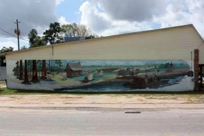 Puddin Swamp 1776 – The Frontier Marker (far right) and Mural, on old Griffin Drug Store image. Click for full size.