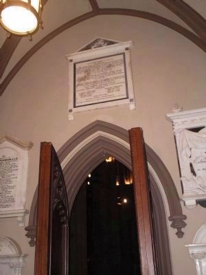 Marker in Trinity Church in New York City image. Click for full size.