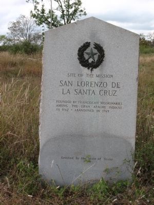 Site of the Mission San Lorenzo De La Santa Cruz Marker. Click for full size. Site of the Mission San Lorenzo De La Santa Cruz Marker image. Click for full size.