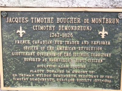 Jacques Timothe Boucher de Montbrun Marker. Click for full size. Jacques Timothe Boucher de Montbrun Marker image. Click for full size.