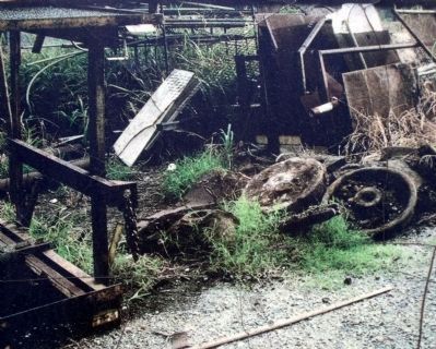 Railroad car wheels found during site restoration.. Click for full size. Railroad car wheels found during site restoration. image. Click for full size.