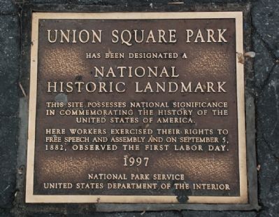 Union Square Park Marker. Click for full size. Union Square Park Marker image. Click for full size.