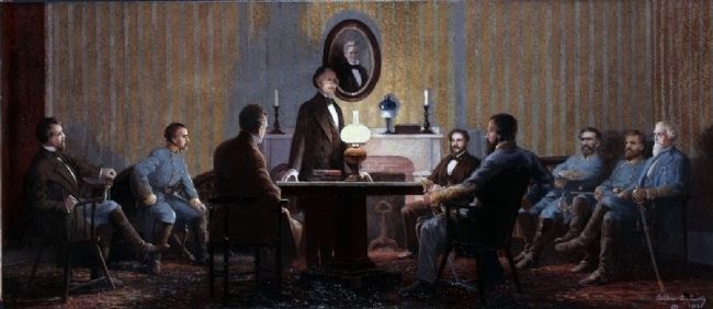 The Last Council of War Meeting of Confederate President Jefferson Davis with his Military Advisors image. Click for full size.
