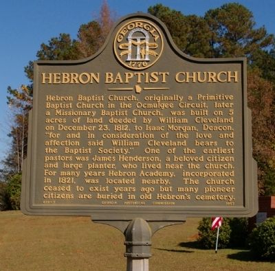Hebron Baptist Church Marker image. Click for full size.