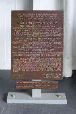 Presidential Unit Citation to the U.S.S. Yorktown CV-10 image. Click for full size.