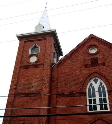 St. James African Methodist Episcopal Church -<br>Steeple Detail image. Click for full size.