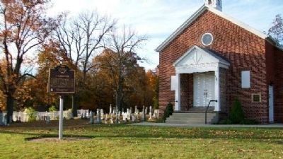 Calmoutier Marker and St. Genevieve Church. Click for full size. Calmoutier Marker and St. Genevieve Church image. Click for full size.