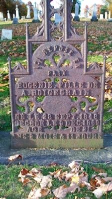 Eugenie Boigegrain Grave Marker in French image. Click for full size.