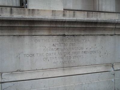 On this site in Federal Hall Marker image. Click for full size.