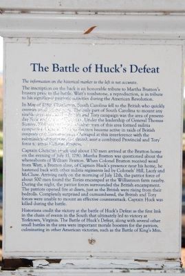 The Battle of Hucks Defeat Marker image. Click for full size.