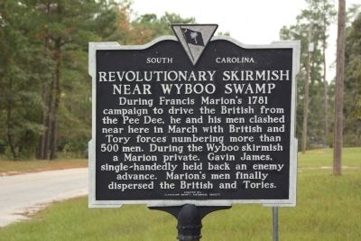Revolutionary Skirmish Near Wyboo Swamp Marker image. Click for full size.
