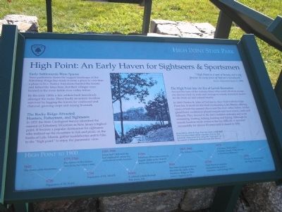 High Point: An Early Haven for Sightseers & Sportsmen Marker. Click for full size. High Point: An Early Haven for Sightseers & Sportsmen Marker image. Click for full size.