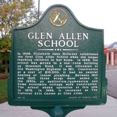 Glen Allen School Marker image. Click for full size.