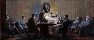 The Last Council of War Meeting of Confederate President Jefferson Davis with his Military Advisors image. Click for more information.