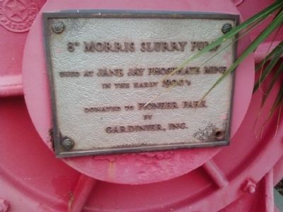Dedication plaque on the 8" Morris Slurry Pump image. Click for full size.