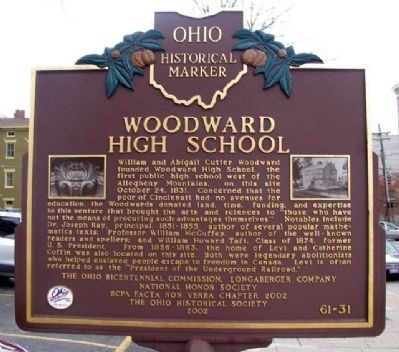 Woodward High School Marker (Side A) image. Click for full size.